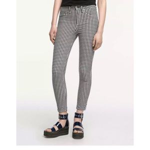 rag & bone Black and White Gingham Cropped Ankle Jeans
